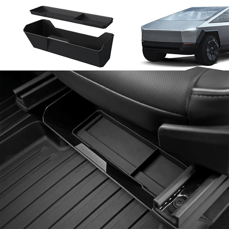 Front Under Seat Storage Box with Silicone Pad for Tesla Cybertruck - acetesla