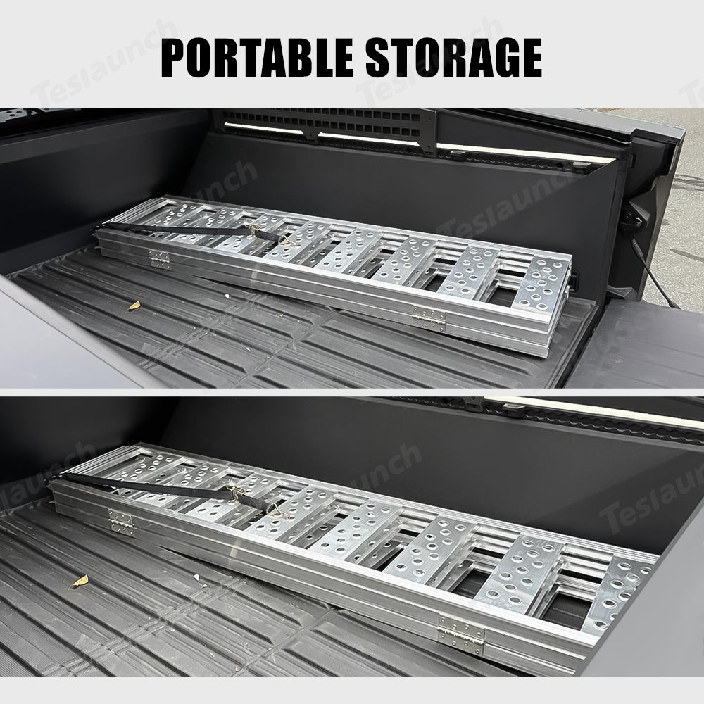 Full Width Rear Ramp Full-Width Aluminum Tri-Fold Ramps with Load Straps for Cybertruck