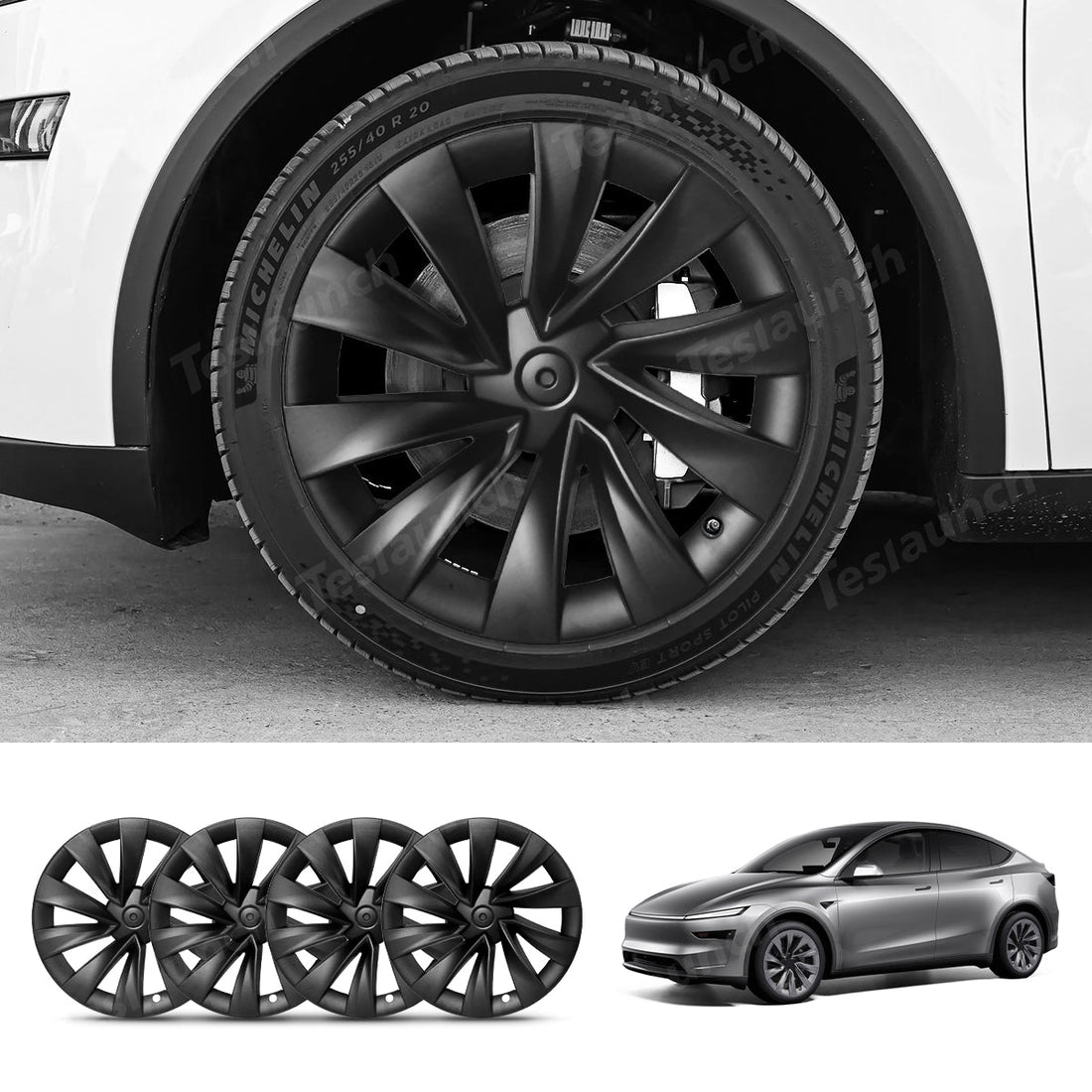 Helix 2.0 Style Wheel Hubcaps (Set of 4) for Tesla 2025+ Model Y Juniper 20'' Helix 2.0 Wheels - acetesla