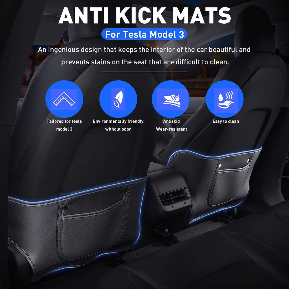 Kick Mat Back Seat Protector suitable for Tesla model 3 2017-2023 - acetesla