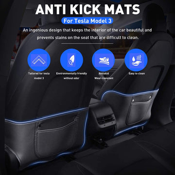 Trittmatten-Rücksitzschutz passend für Tesla Modell 3 2017–2023