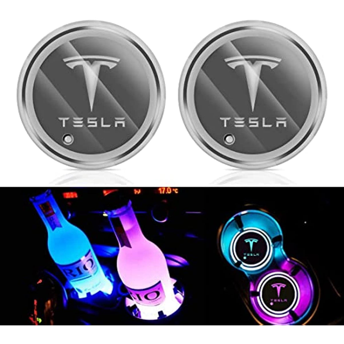 LED Cup Holder Lights for Tesla Model 3/Y/S/X 2PCS - acetesla