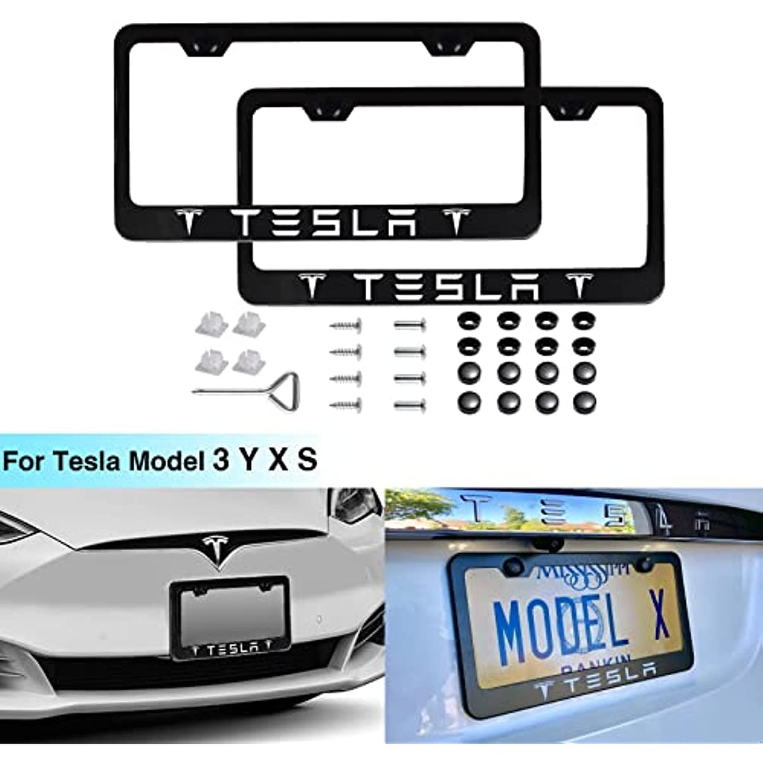 License Plate Frame Fit for Tesla Model 3/Y/S/X 2Pack US - acetesla