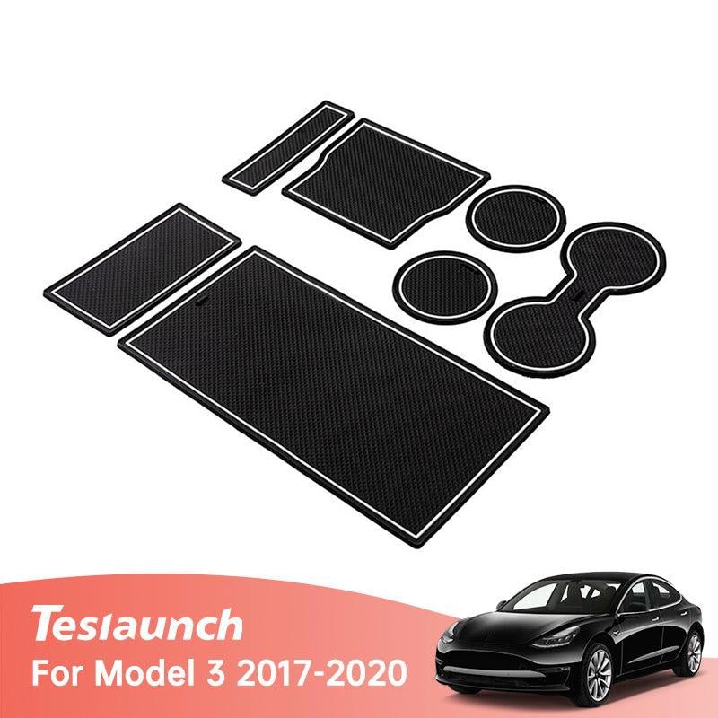 Model 3 Center Console & Cupholder Liner Kit Non - slip Mat for Tesla(2017 - 2020) - acetesla