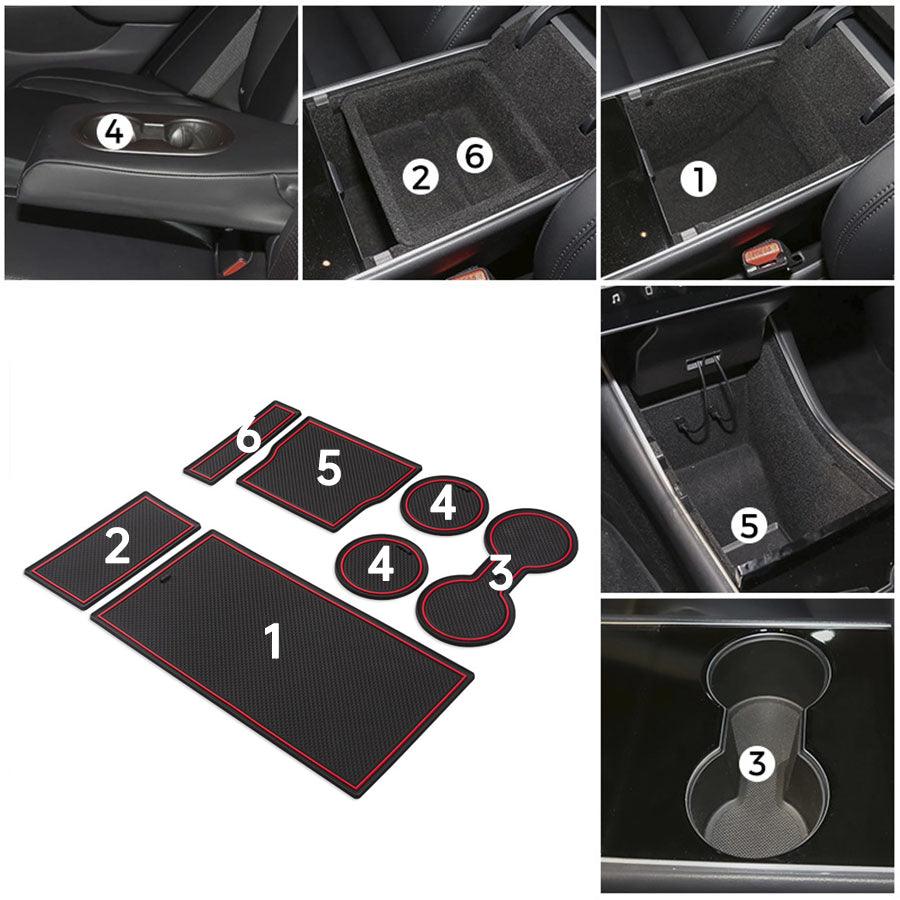 Model 3 Center Console & Cupholder Liner Kit Non - slip Mat for Tesla(2017 - 2020) - acetesla