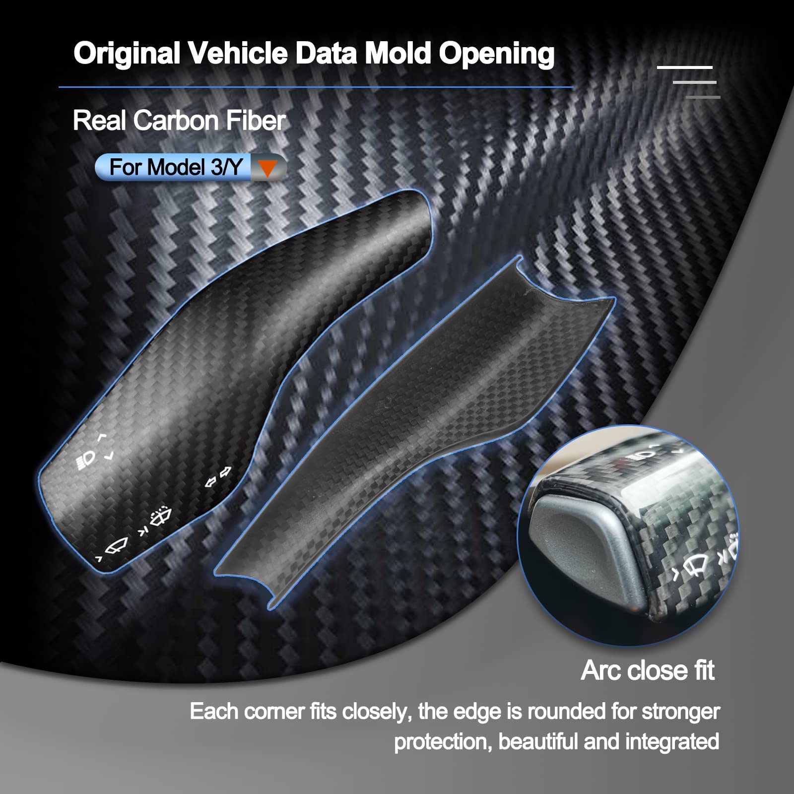 Model 3 / Y Turn Signal Wiper Stalk Covers - Carbon Fiber Interior Mods - acetesla