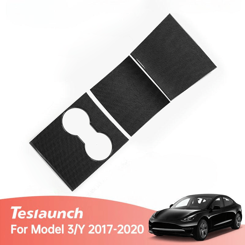 Model 3/Y Center Console Cover for Tesla, Decoration Wrap Kit (Carbon Fiber Pattern ABS) (Gen.1) (2017 - 2020) - acetesla