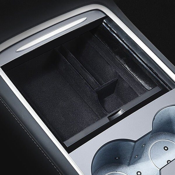 Model 3/Y Center Console Organizer, Sliding Tray, Hidden Cubby Drawer Storage Box, Fully Flocked (2021 - 2023, Gen. 2) - acetesla