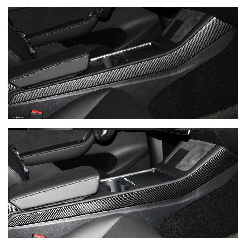 Model 3/Y Center Console Side Panel Caps, Decoration Wrap Cover (2 Pcs) (Carbon Fiber Pattern ABS) (Gen. 2) (2021 - 2023) - acetesla