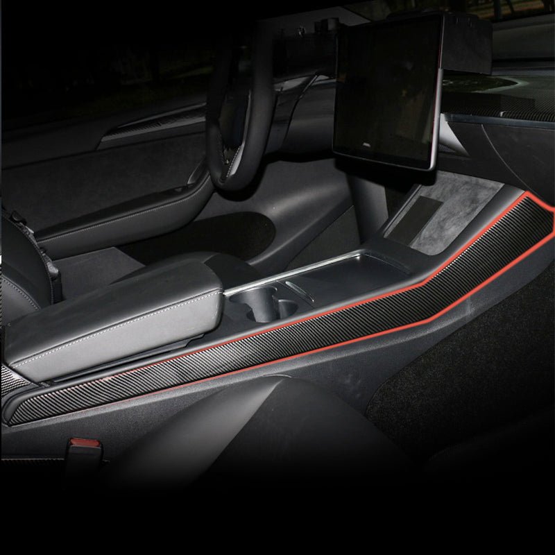 Model 3/Y Center Console Side Panel Caps, Decoration Wrap Cover (2 Pcs) (Carbon Fiber Pattern ABS) (Gen. 2) (2021 - 2023) - acetesla