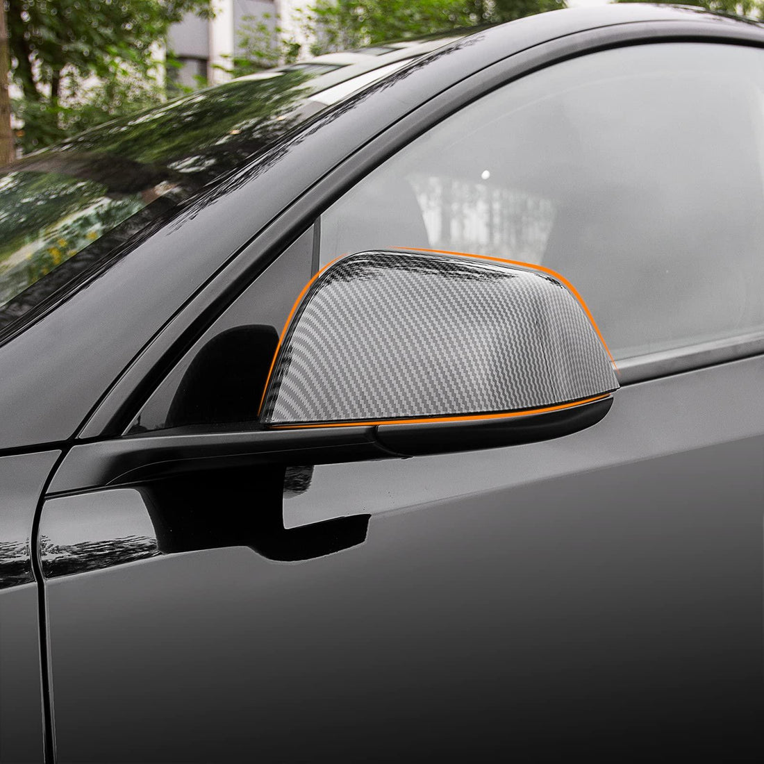 Model Y Side Door Mirror Cover (Carbon Fiber Pattern ABS) (1 pair) (2020 - 2024) - acetesla