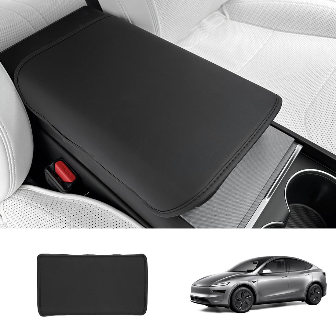 Nappa Leather Center Console Armrest Cover – Stylish Protection for Tesla Model Y Juniper 2025+ - acetesla