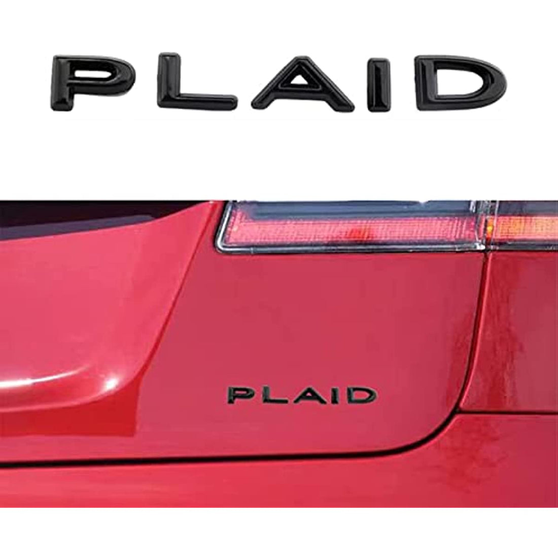 PLAID LETTERING EMBLEM TRUNK BADGE STICKER FOR TESLA - acetesla