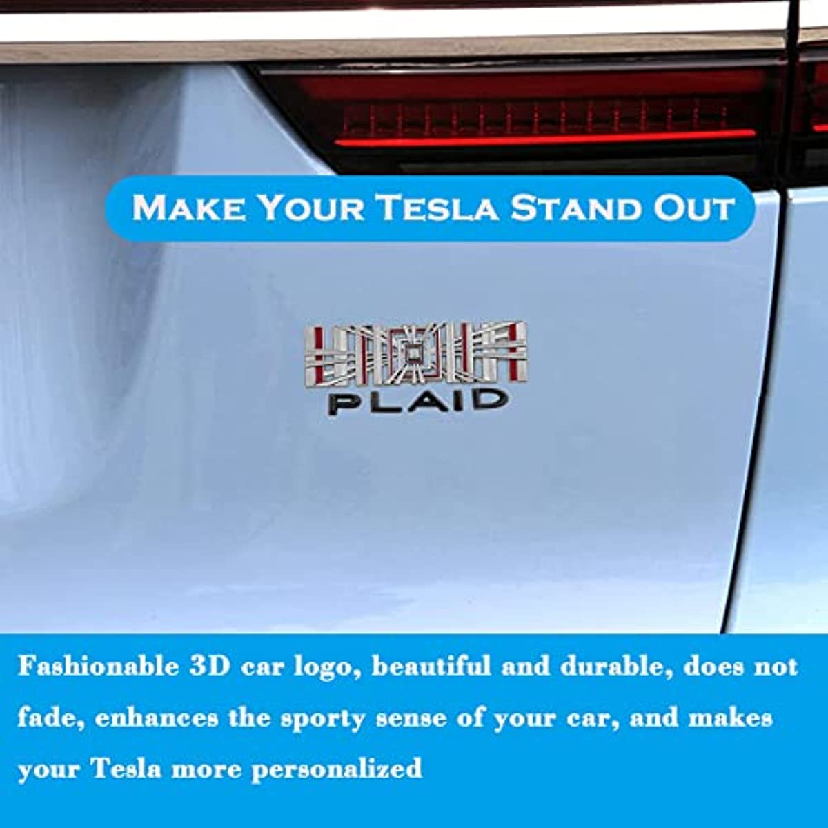 Tesla Build Sticker PLAID LETTERING EMBLEM TRUNK BADGE STICKER FOR TESLA