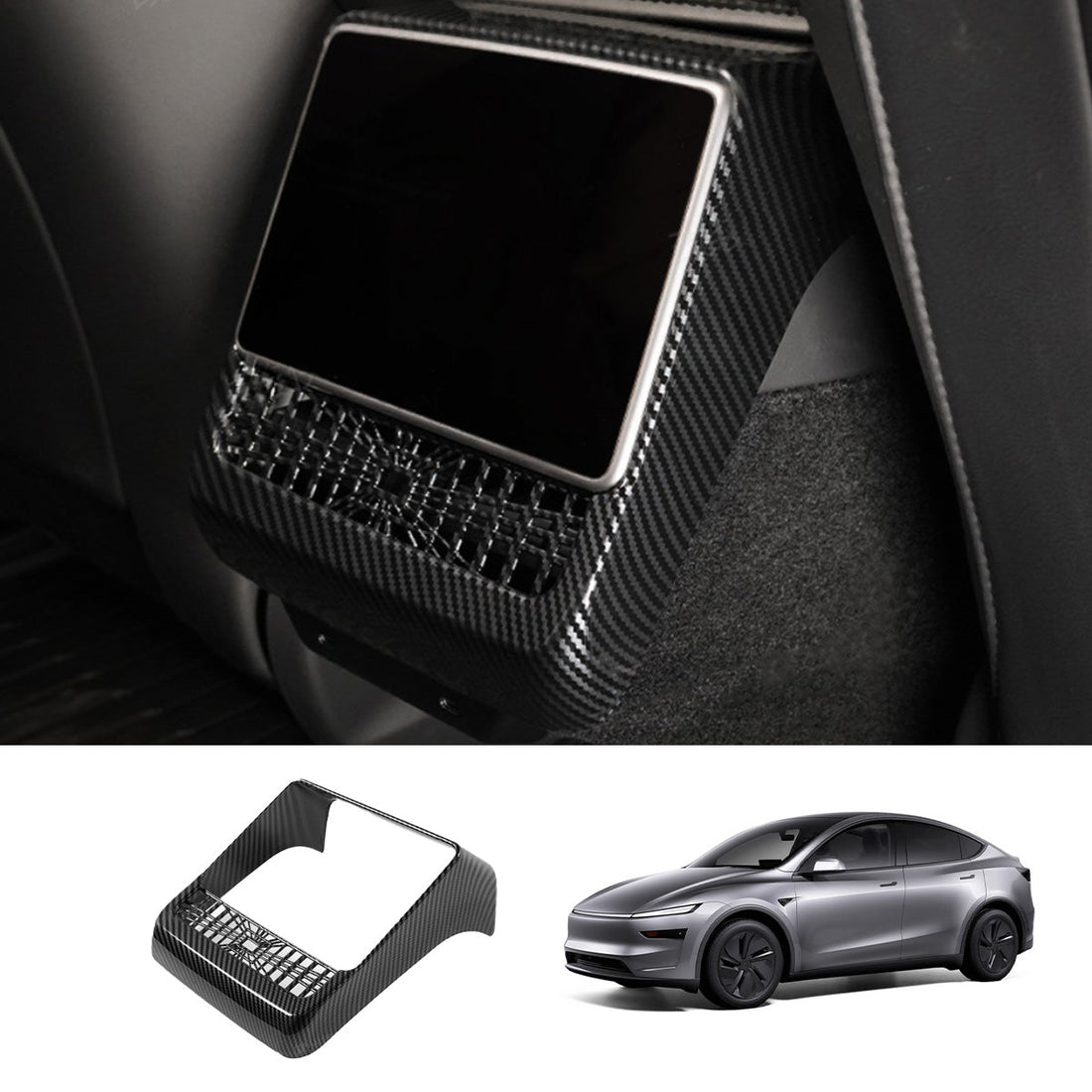 Plaid Rear Air Vent Screen Protector Frame (Carbon Fiber Pattern ABS) for Tesla Model Y Juniper 2025+ - acetesla