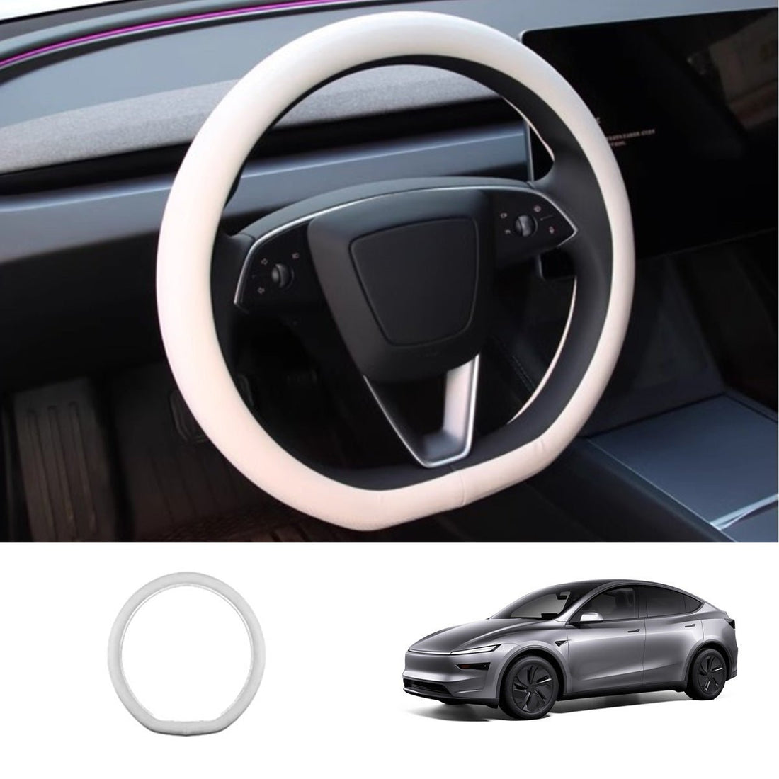 Premium Ventilated Steering Wheel Cover for Tesla Model Y Juniper 2025+ - acetesla