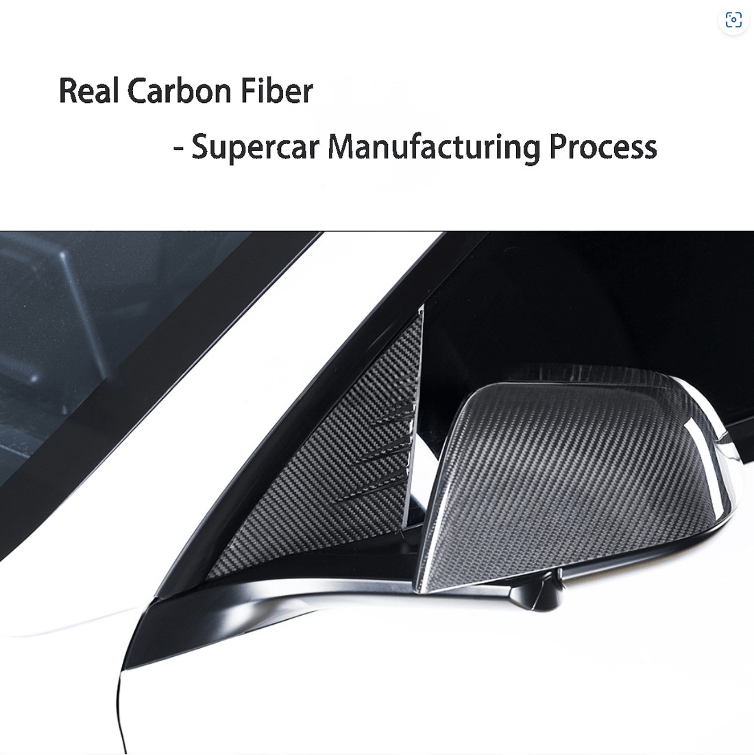[Real Carbon Fiber] A - pillar Triangle Spoiler Cover For Tesla 2024+ Model 3 Highland (2 Pcs) - acetesla