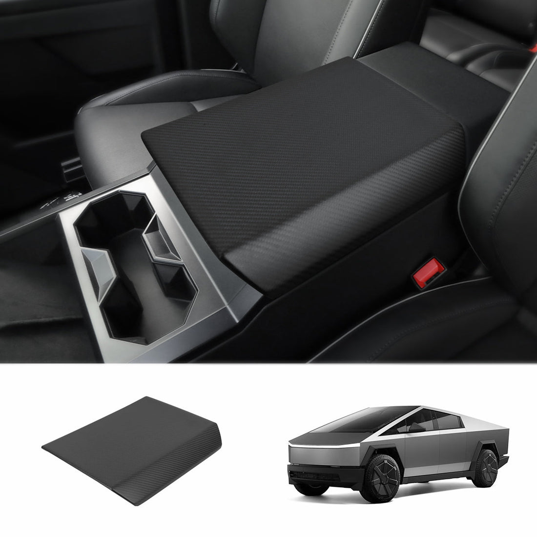 [Real Carbon Fiber] Center Console Armrest Cover for Cybertruck - acetesla