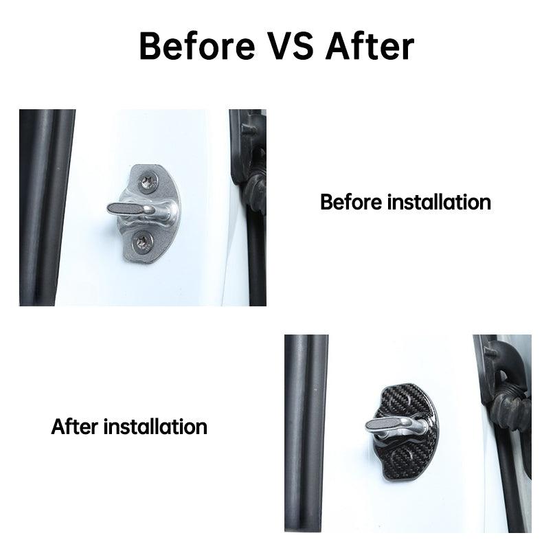 [Real Carbon Fiber] Door Latch Lock Cover Protector for Tesla Model 3/Y (4pcs) (2017 - 2023) - acetesla