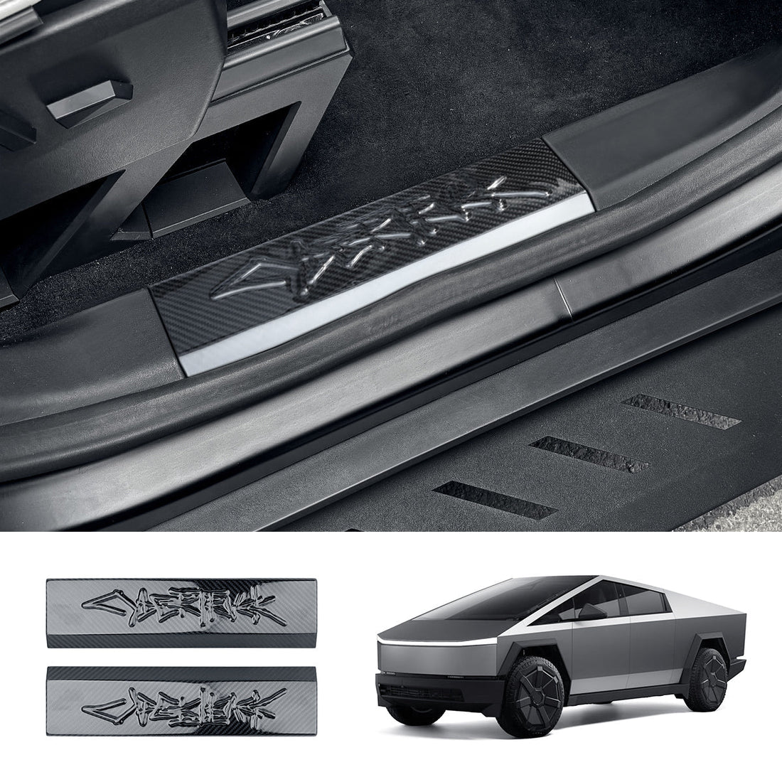 [Real Carbon Fiber] Front Door Sill Protector for Tesla Cybertruck (2 Pcs) - acetesla