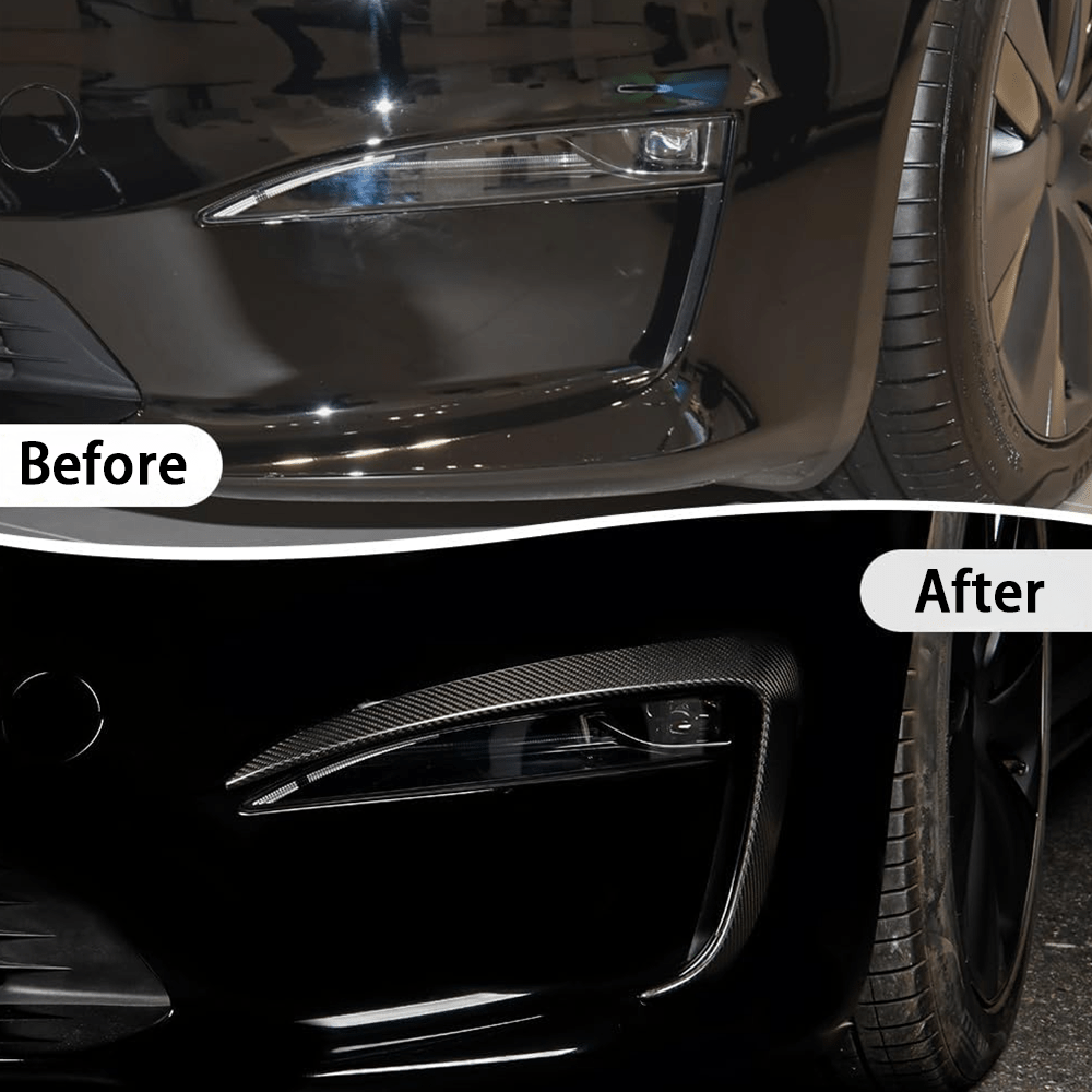 [Real Carbon Fiber] Front Fog Light Trim Covers (2PCS) for Tesla Model S 2022+ - acetesla