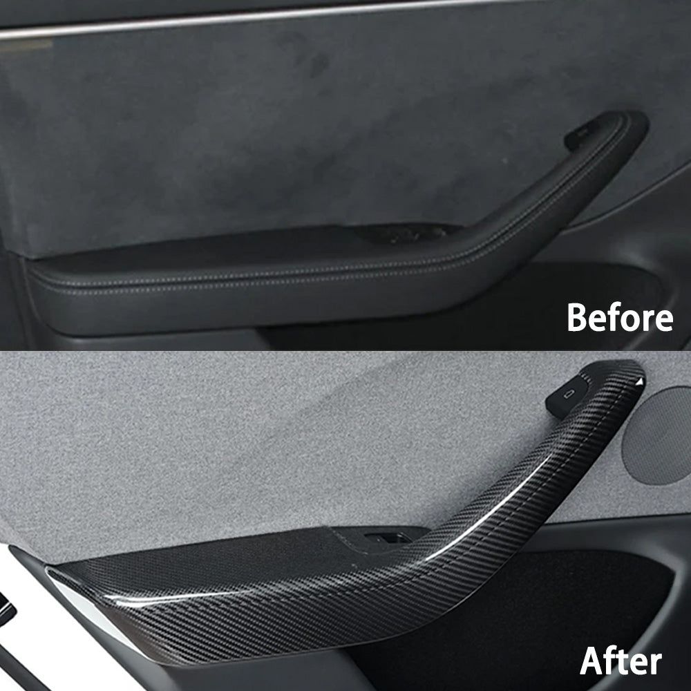 [Real Carbon Fiber] Front & Rear Door Armrest Overlays Covers (4 PCS) for Tesla Model 3 Highland 2024+ - acetesla