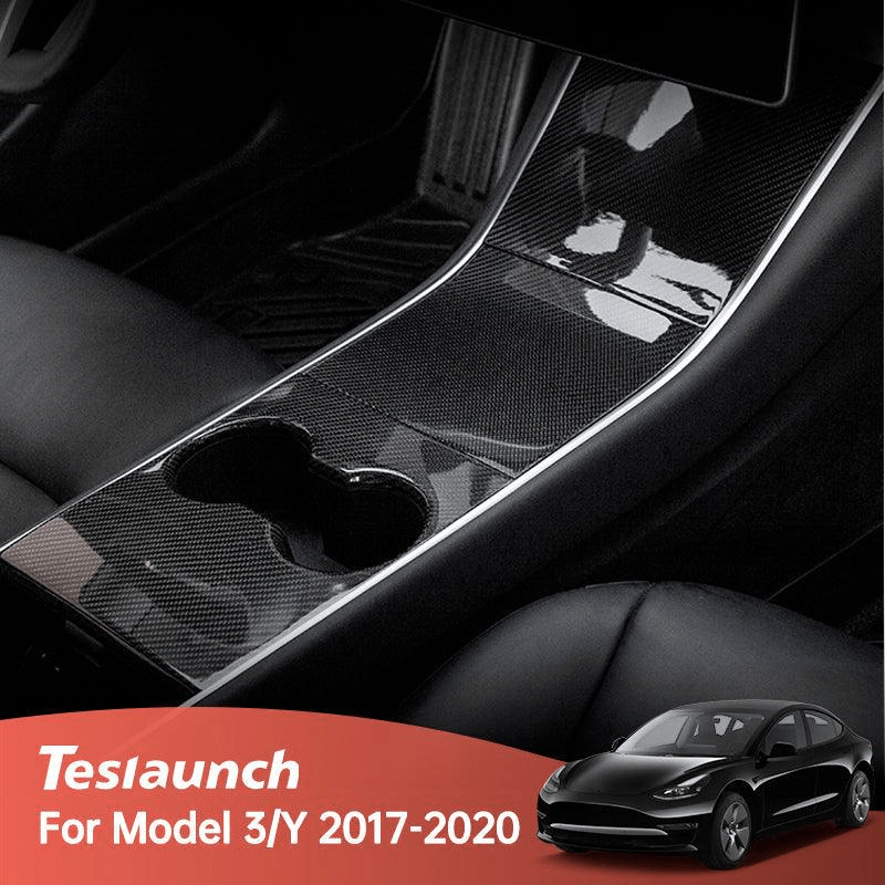 [Real Carbon Fiber] Model 3/Y Center Console Overlays, Decoration Wrap Cover (Gen. 1) (2017 - 2020) - acetesla