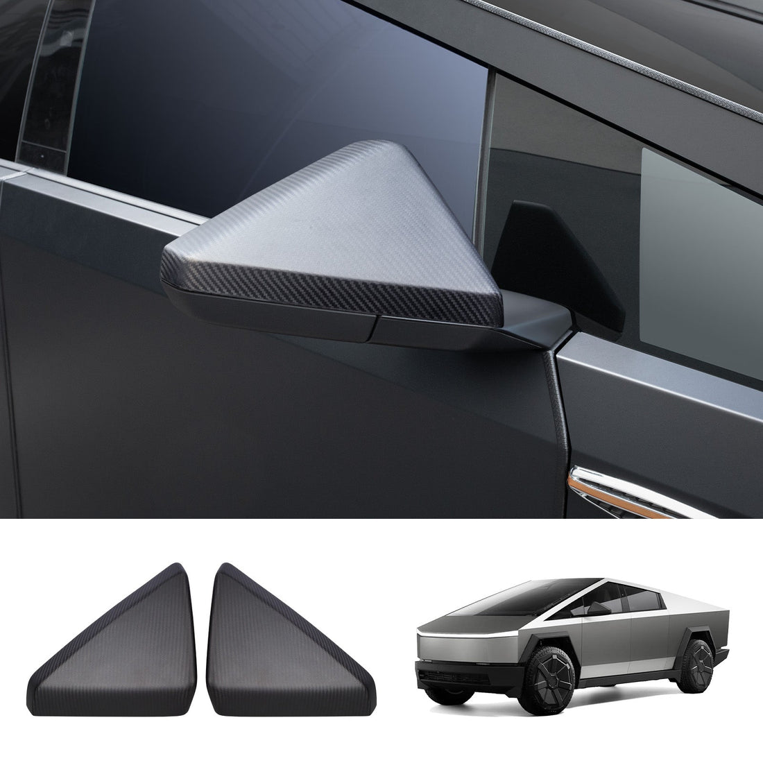 [Real Carbon Fiber] Rear View Mirror Covers (1 Pair) for Cybertruck - acetesla