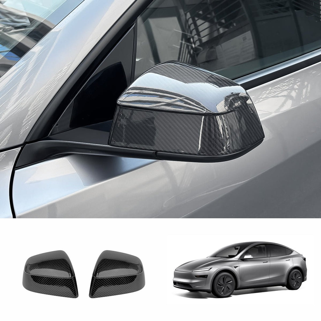 [Real Carbon Fiber] Rear View Mirror Covers for Tesla Model Y Juniper 2025+ (1 Pair) - acetesla