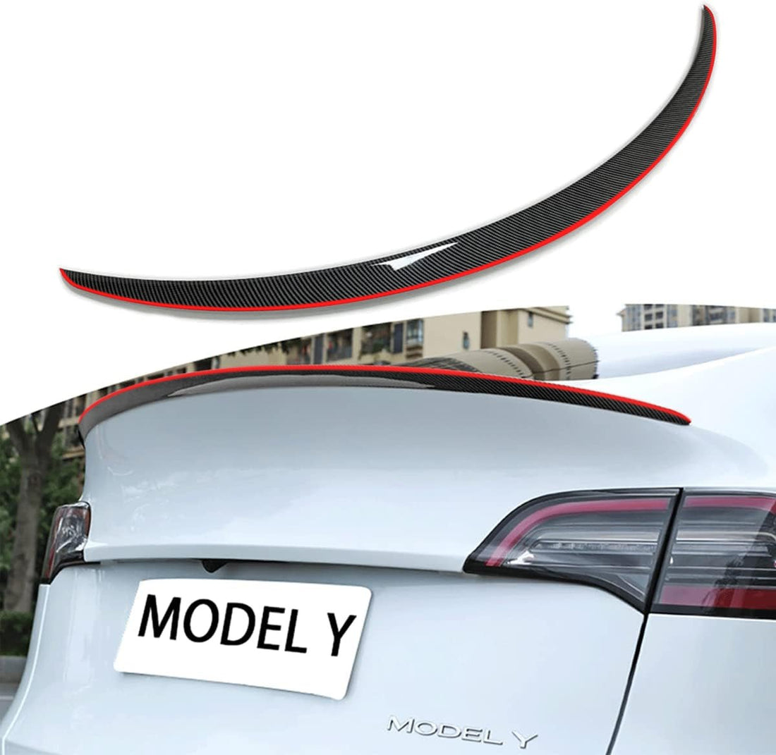 [Real Carbon Fiber] Spoiler Wing With Red Line for Tesla Model Y/3 - acetesla