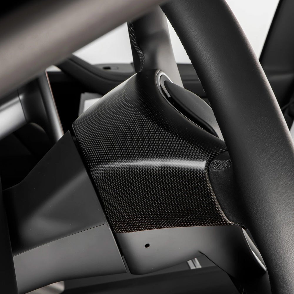[Real Carbon Fiber] Steering Wheel Base Upper Trim Cover for Tesla Model 3 Highland 2024+ - acetesla