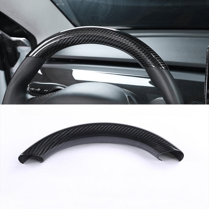 [Real Carbon Fiber] Steering Wheel Upper/Lower Cover For Tesla Model 3/Y Accessories (2017 - 2023) - acetesla