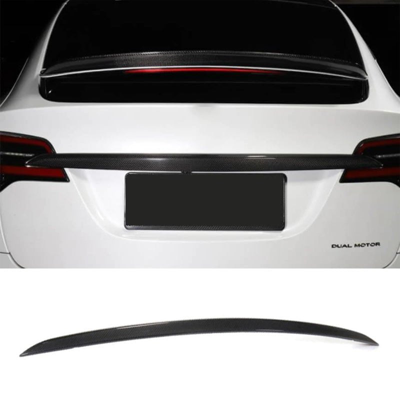[Real Carbon Fiber] Trunk Chrome Delete Applique Tailgate Trim For Tesla Model X 2021+ (No hole style) - acetesla