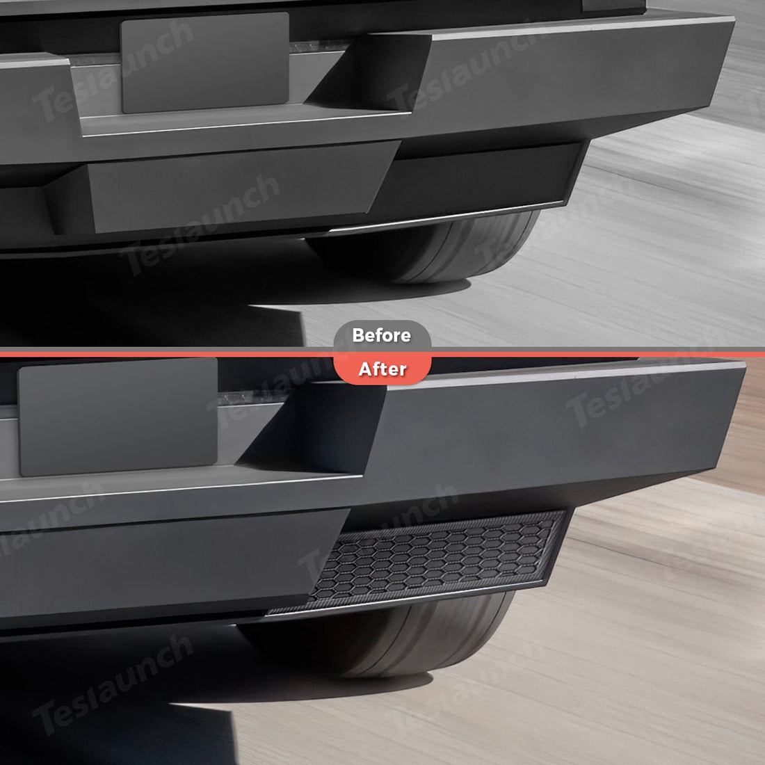 Rear Bumper Honeycomb Mesh Trim Covers (Carbon Fiber Pattern ABS) for Cybertruck (2 PCS) - acetesla