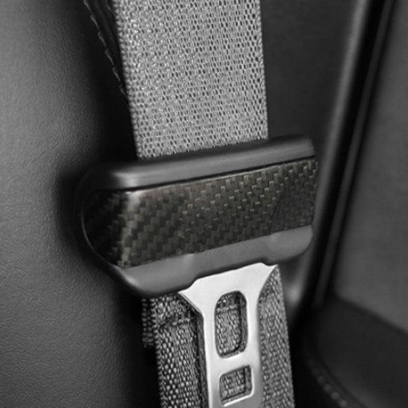 Rear Carben Fiber Cover Driving Seat Belt Decorative Patch for Tesla Model 3 Model Y Set of 2 - acetesla