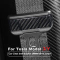 Rear Carben Fiber Cover Driving Seat Belt Decorative Patch for Tesla Model 3 Model Y Set of 2 - acetesla