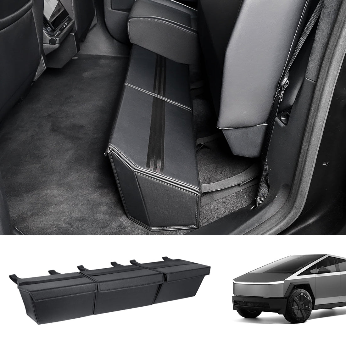 Rear Underseat Storage Box Foldable Organizer for Tesla Cybertruck (Set of 3) - acetesla