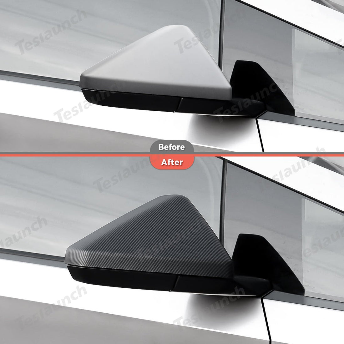 Rear View Mirror Covers (Carbon Fiber Pattern ABS) (1 Pair) for Tesla Cybertruck - acetesla