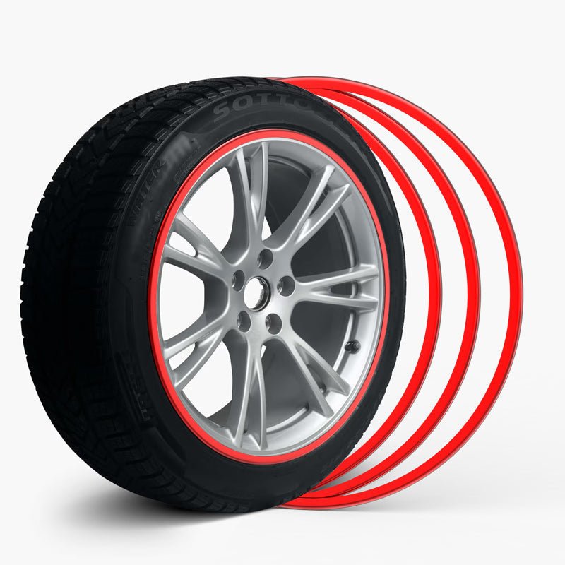 Red Rim Protectors Red Aluminum Alloy Wheel Rim Protector- Fits All Cars (4pcs)