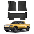 Rivian R1T Floor Mats TPE All Weather Protection Rivian R1T Accessories Black - acetesla