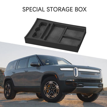 Rivian R1T R1S Lower Center Console Tray Storage Insert Box With Cup Holder - acetesla