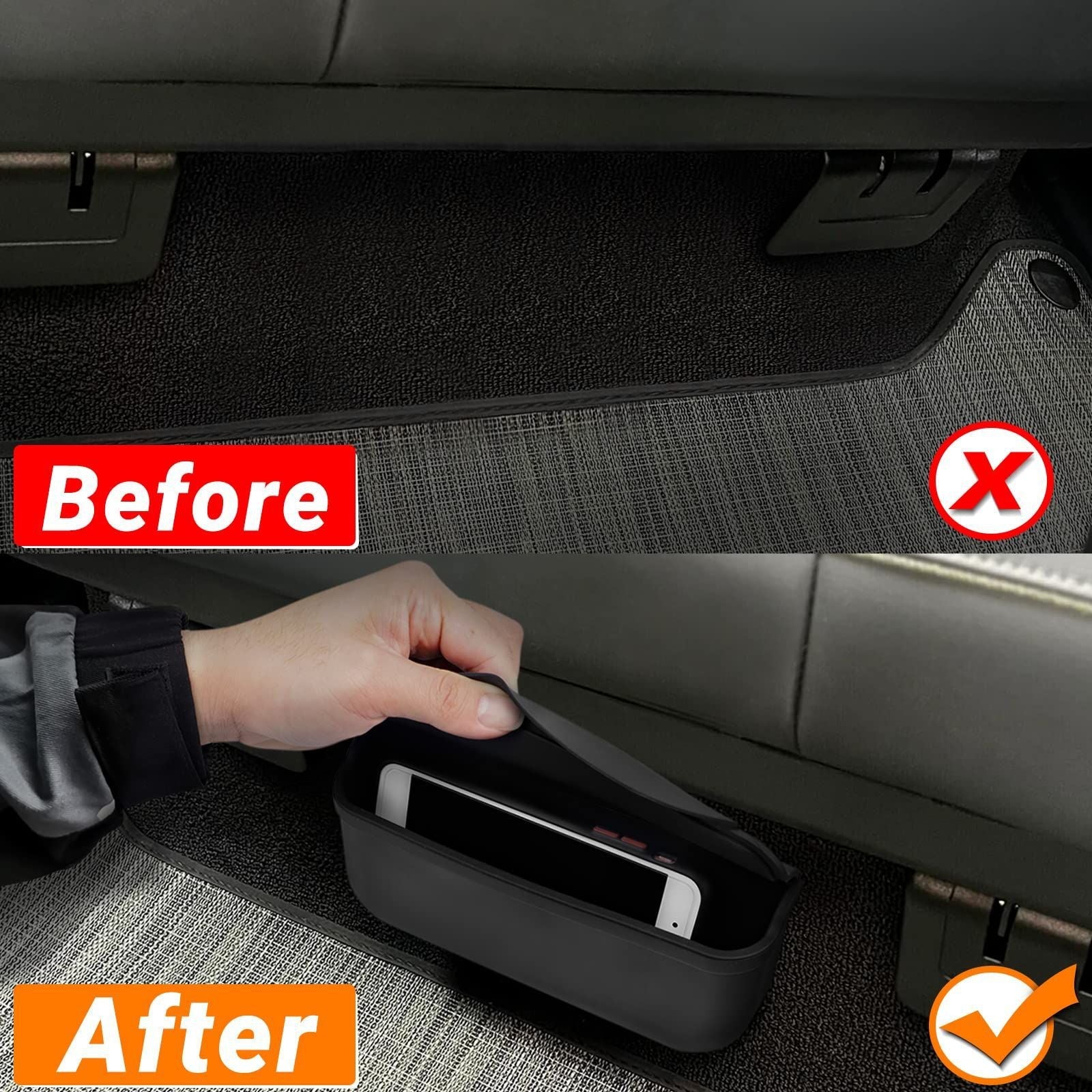 Rivian R1T R1S Under Seat Storage Box Rear Seat Organizer Back Seat Tray - acetesla