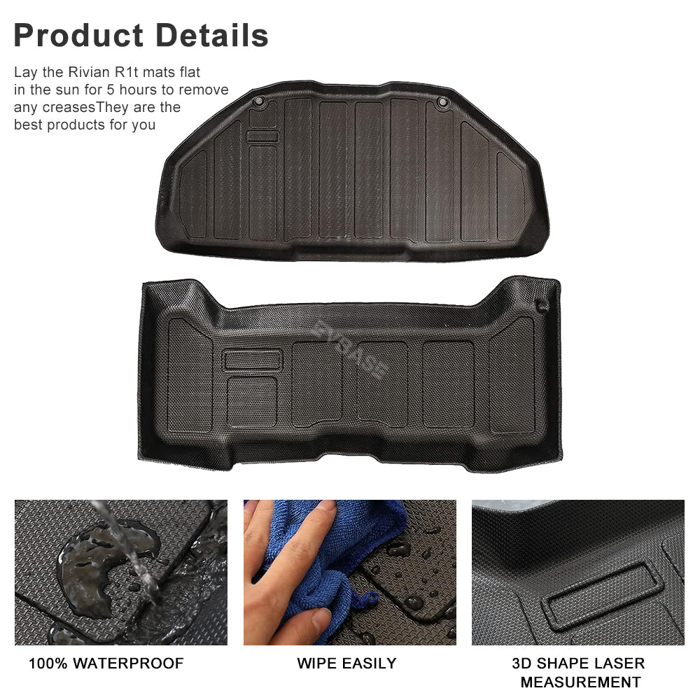 Rivian R1T/R1S Front Mat Upper Lower Layer All-Weather TPE Front Storage Mat Cargo Liner for R1T/R1S - acetesla