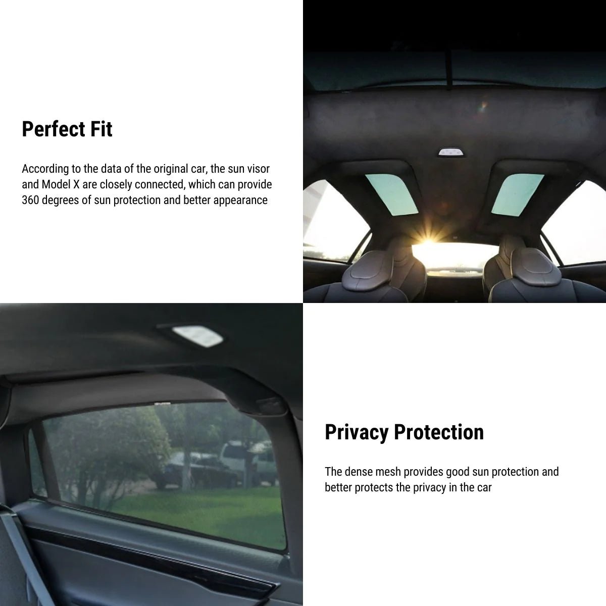 Side Car Window Sunroof Sunshades for Model X 2016-2024 - acetesla