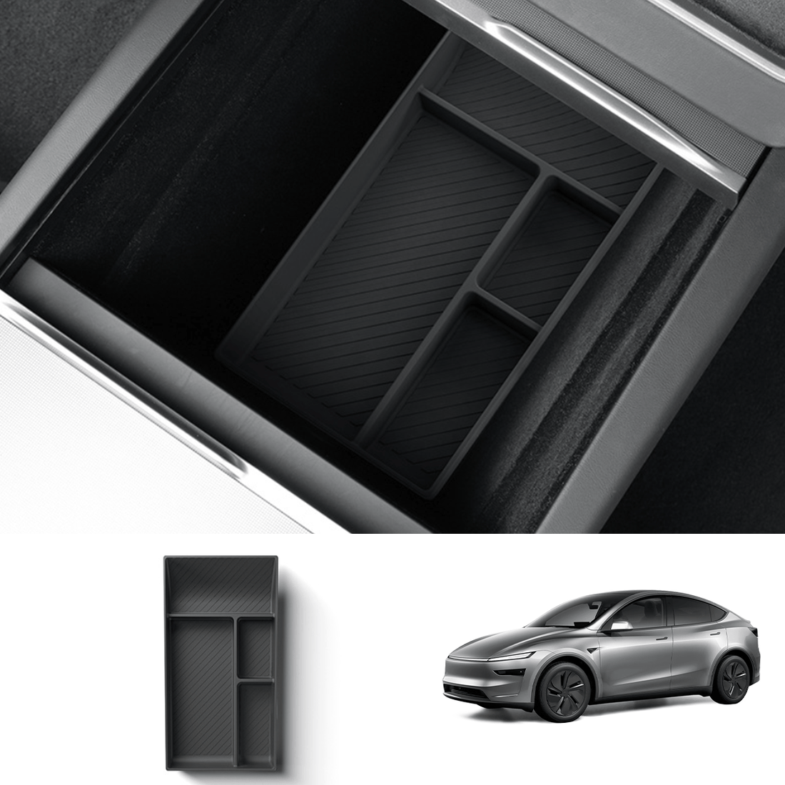 Silicone Center Console & Armrest Lower Storage Tray for Tesla Model Y Juniper 2025+ - acetesla