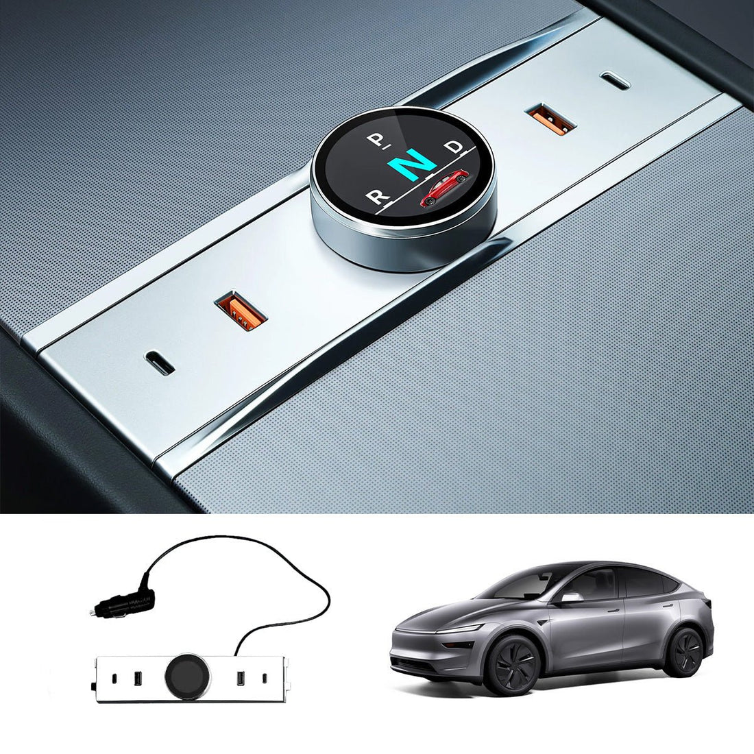 Smart Rotating Gear Shift Dock USB Hub for Tesla Model Y Juniper 2025+ - acetesla