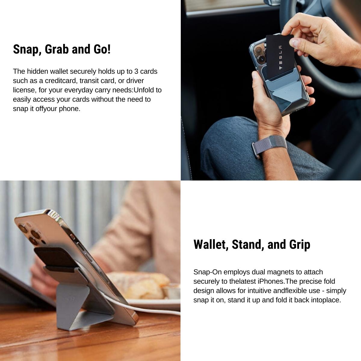 Snap-on IPhone Stand & Wallet for Tesla Key Card - acetesla