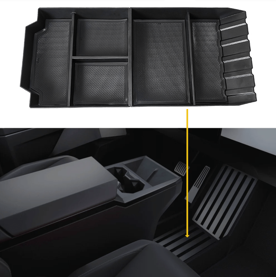 Spliced Lower Center Console Tray Floor Storage Organizer for Cybertruck - acetesla