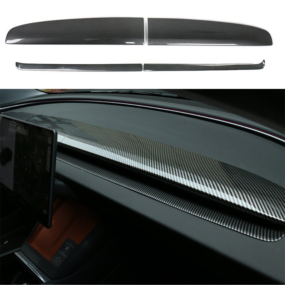 Split Dashboard Cover & Dashboard Air Outlet Cover (Carbon Fiber Pattern ABS) for Tesla Model 3 Highland 2024+ - acetesla
