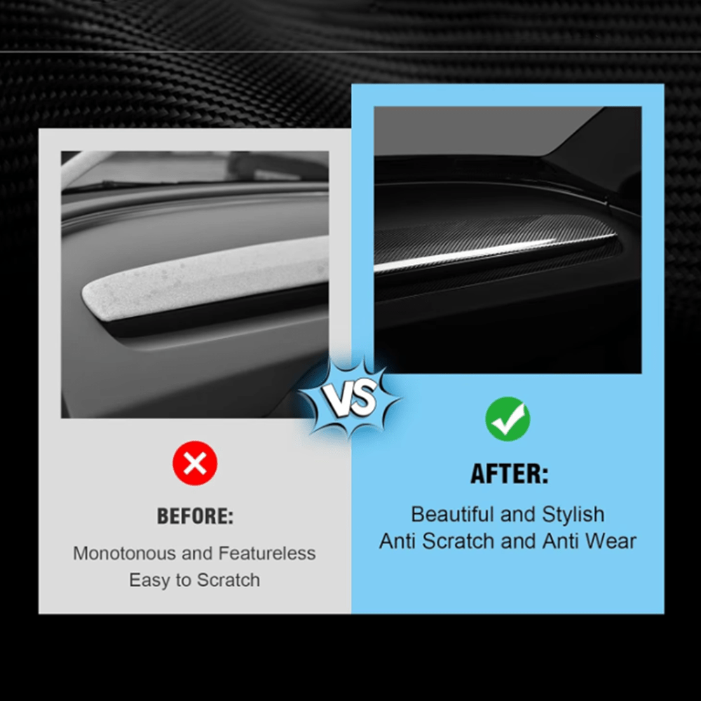 Split Dashboard Cover & Dashboard Air Outlet Cover (Carbon Fiber Pattern ABS) for Tesla Model 3 Highland 2024+ - acetesla